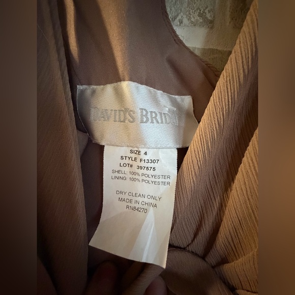 David's Bridal Tan Midi Dress - Picture 3 of 4